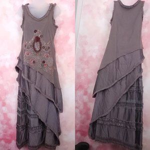 Giselle Shepatin Tank Skirt Set Lagenlook Gypsy Boho Art to Wear Size S